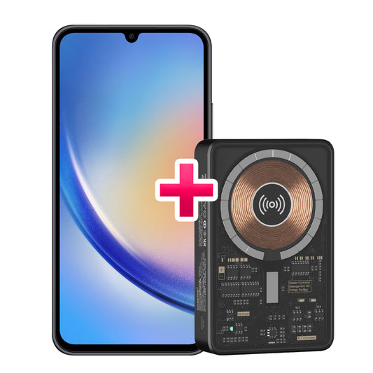 Combo Samsung A34+Devia Batería Portátil Transparente